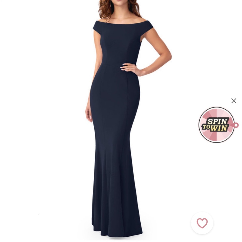 Azazie Nicolina Dark Navy Bridesmaid size 10